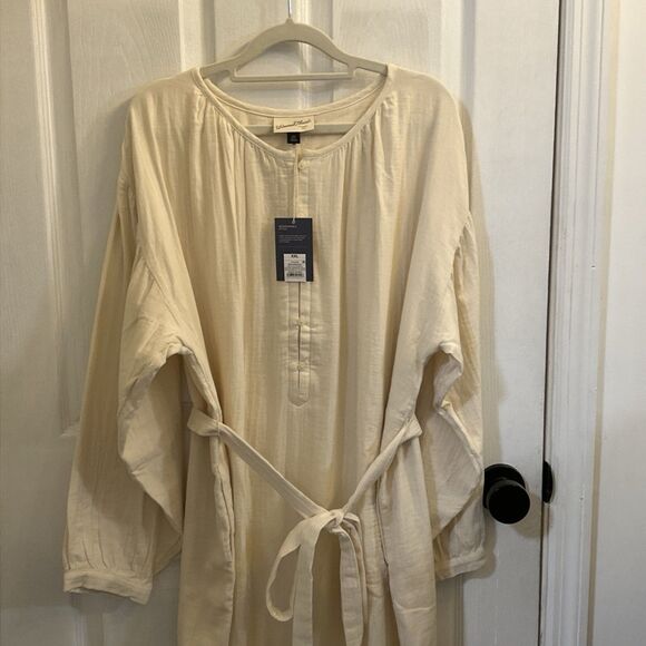 NWT Universal Threads Belted Long Sleeve Maxi Dress White Sand Size 2XL - Picture 7 of 16